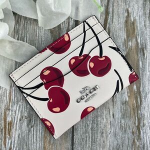 Coach Slim Id Card Case With Cherry Print Bag Wallet Purse